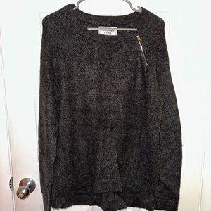 Gray sweater with gold zipper accent. Size M.